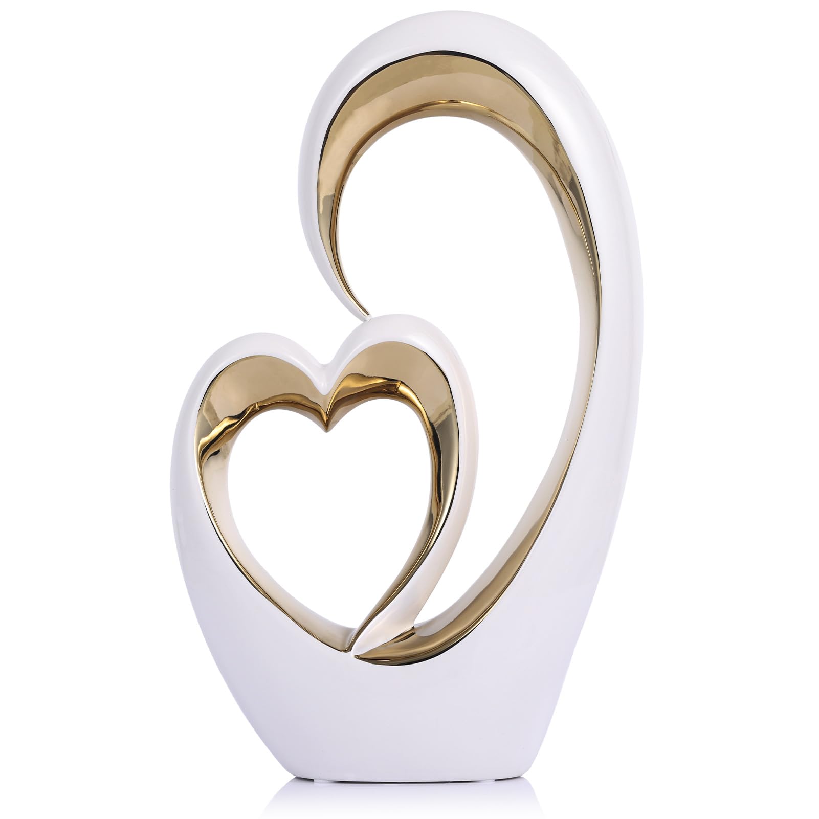 Amazon.com: Oliruim White Gold Ceramic Heart Statues - Abstract